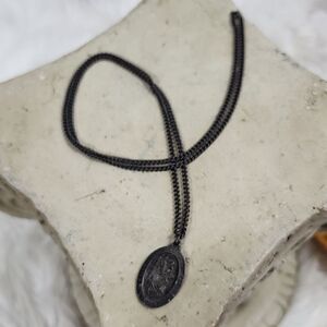 Antiquated Saint Christopher Sterling Silver Pendant & Chain